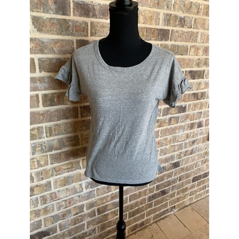 No Comment gray tshirt ruffled sleeve thin size medium casual short sleeves